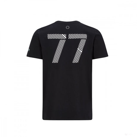 Mercedes T 恤，Valtteri Bottas #77，黑色，2020