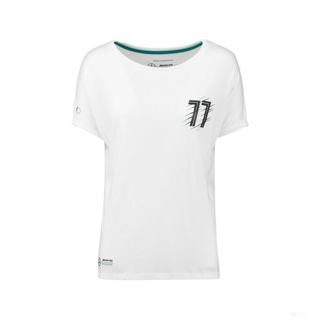 Mercedes 女式 T 恤, Bottas Valtteri 77, 白色, 2018 - FansBRANDS®