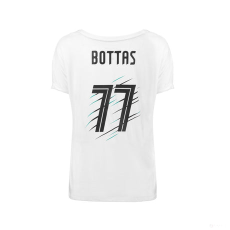 Mercedes 女式 T 恤, Bottas Valtteri 77, 白色, 2018