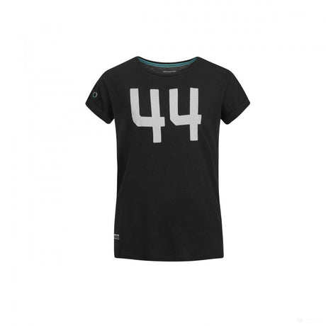 款梅赛德斯女式 T 恤，刘易斯·汉密尔顿 #44，黑色，2019 - FansBRANDS®