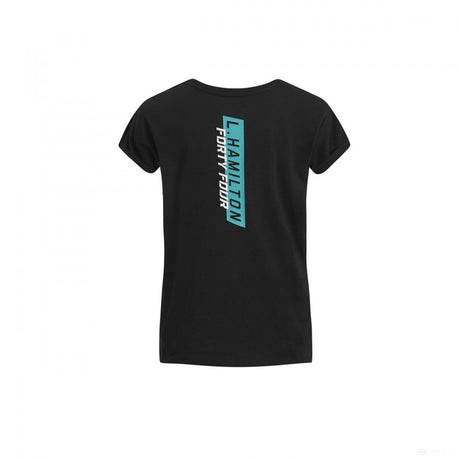 款梅赛德斯女式 T 恤，刘易斯·汉密尔顿 #44，黑色，2019