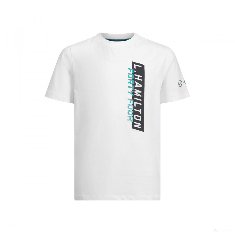 Mercedes Kids T 恤，Lewis Hamilton #44，白色，2019 - FansBRANDS®