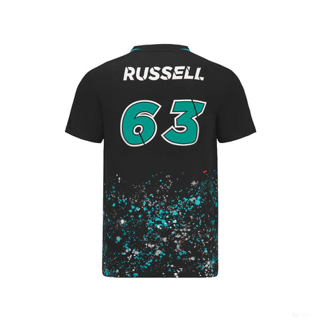 Mercedes George Russell T 恤，GEORGE #63，黑色，2022