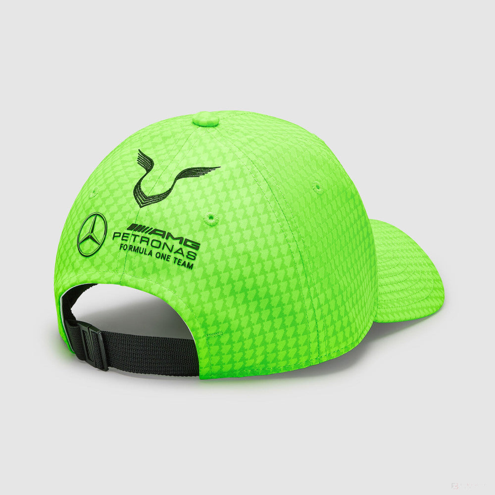 梅赛德斯车队儿童刘易斯-汉密尔顿上校司机棒球帽 霓虹绿色，2023年