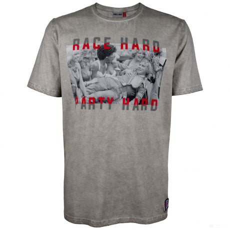 James Hunt T 恤，Race Hard Party Hard，灰色，2020 - FansBRANDS®