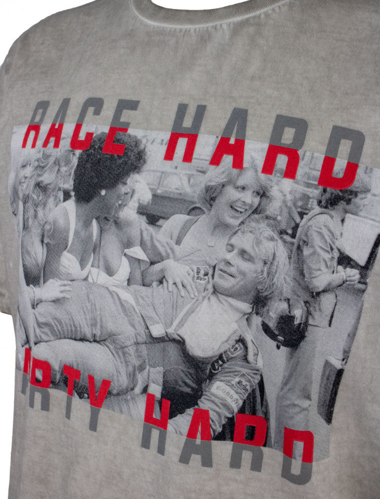 James Hunt T 恤，Race Hard Party Hard，灰色，2020 - FansBRANDS®